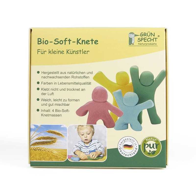 Bio Soft Knete 4 Farben - Set (rot, gelb, grün, blau)