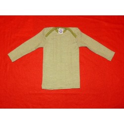 Baby-Schlupfhemd Wolle-Seide mit langem Arm uni oder geringelt